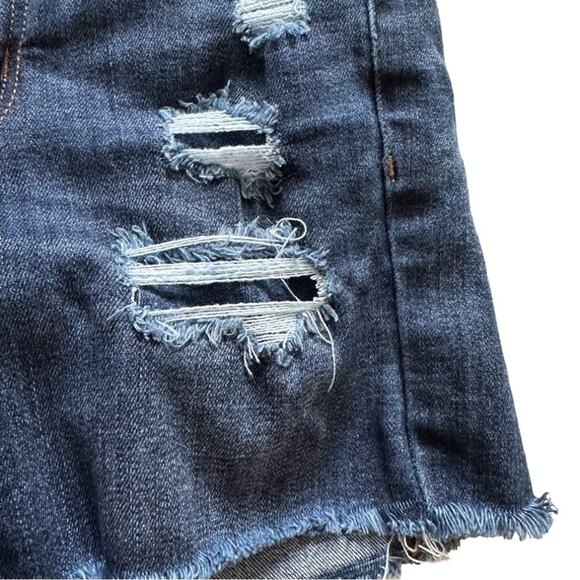American Eagle Jean Shorts Next Level Stretch Hi Rise Shortie Distressed Size 0 - Picture 10 of 12
